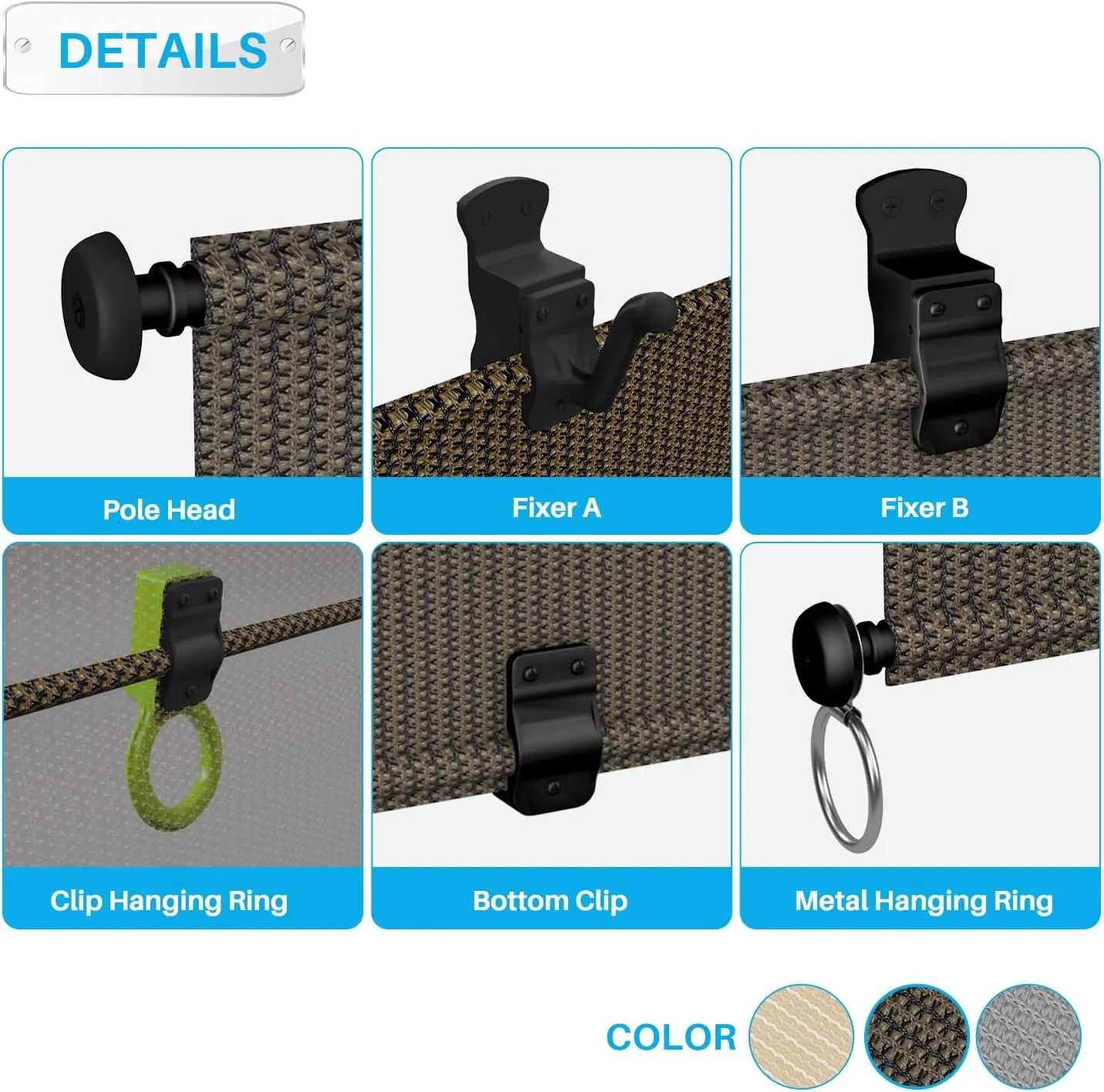 Patio Shades Roll Up Outdoor 6'Wx6'H Foldable Roller Shade Patio Blinds Exterior Block Sun Screen for Outside Porch Deck Balcony Pergola Carport, Brown
