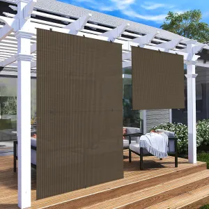 Patio Shades Roll Up Outdoor 6'Wx6'H Foldable Roller Shade Patio Blinds Exterior Block Sun Screen for Outside Porch Deck Balcony Pergola Carport, Brown