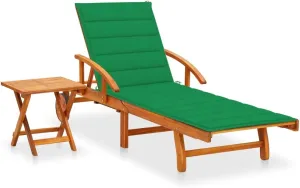Patio Sun Lounger with Table and Cushion Solid Acacia Woodpatio Tanning Chair Camping Chairs Recliner Suitable for Garden Courtyard