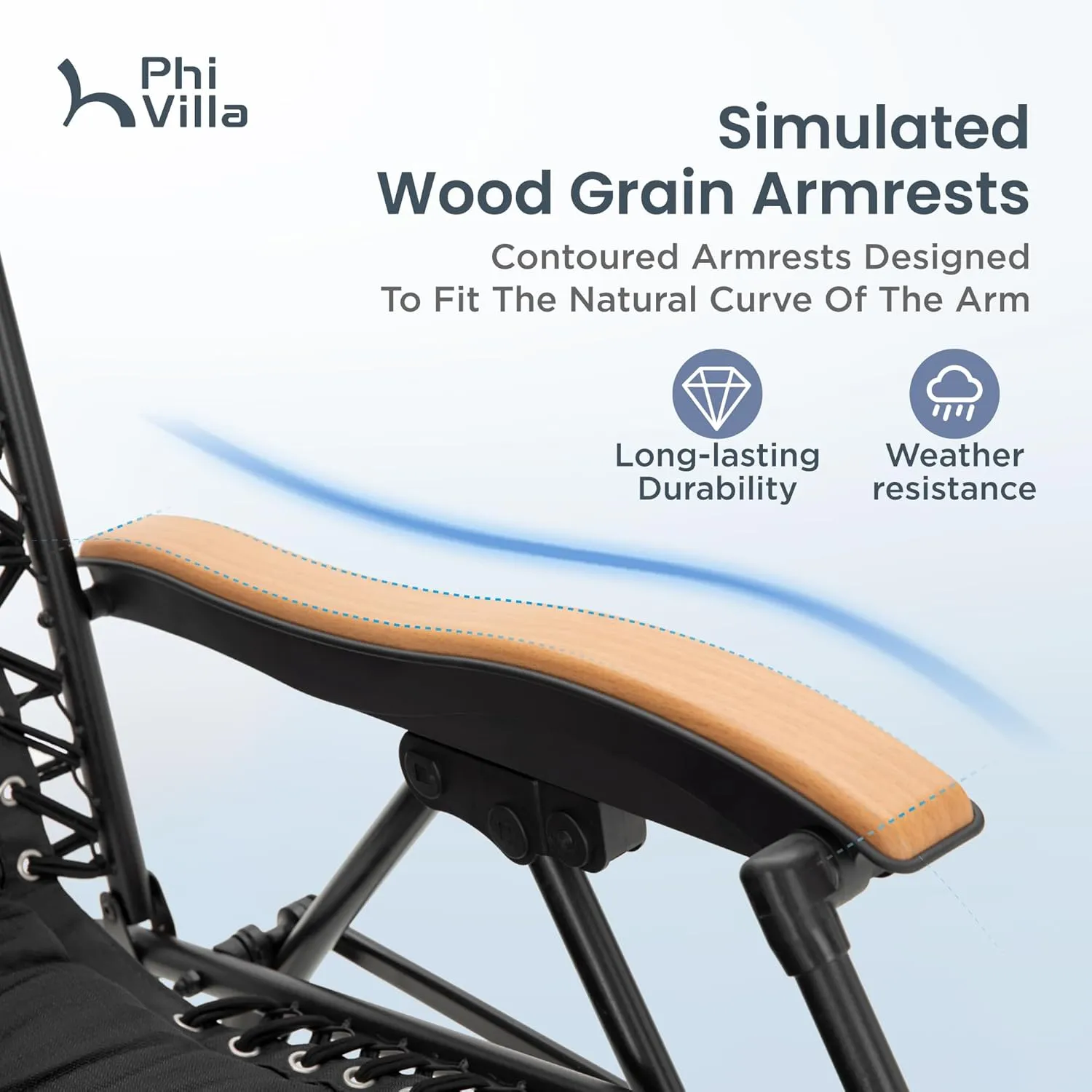 PHI VILLA XXL Oversized Padded Zero Gravity Chair, Foldable Patio Recliner, 30" Wide Seat Anti Gravity Lounger with Cup Holder, Set of 2, Support 400 LBS (Black)