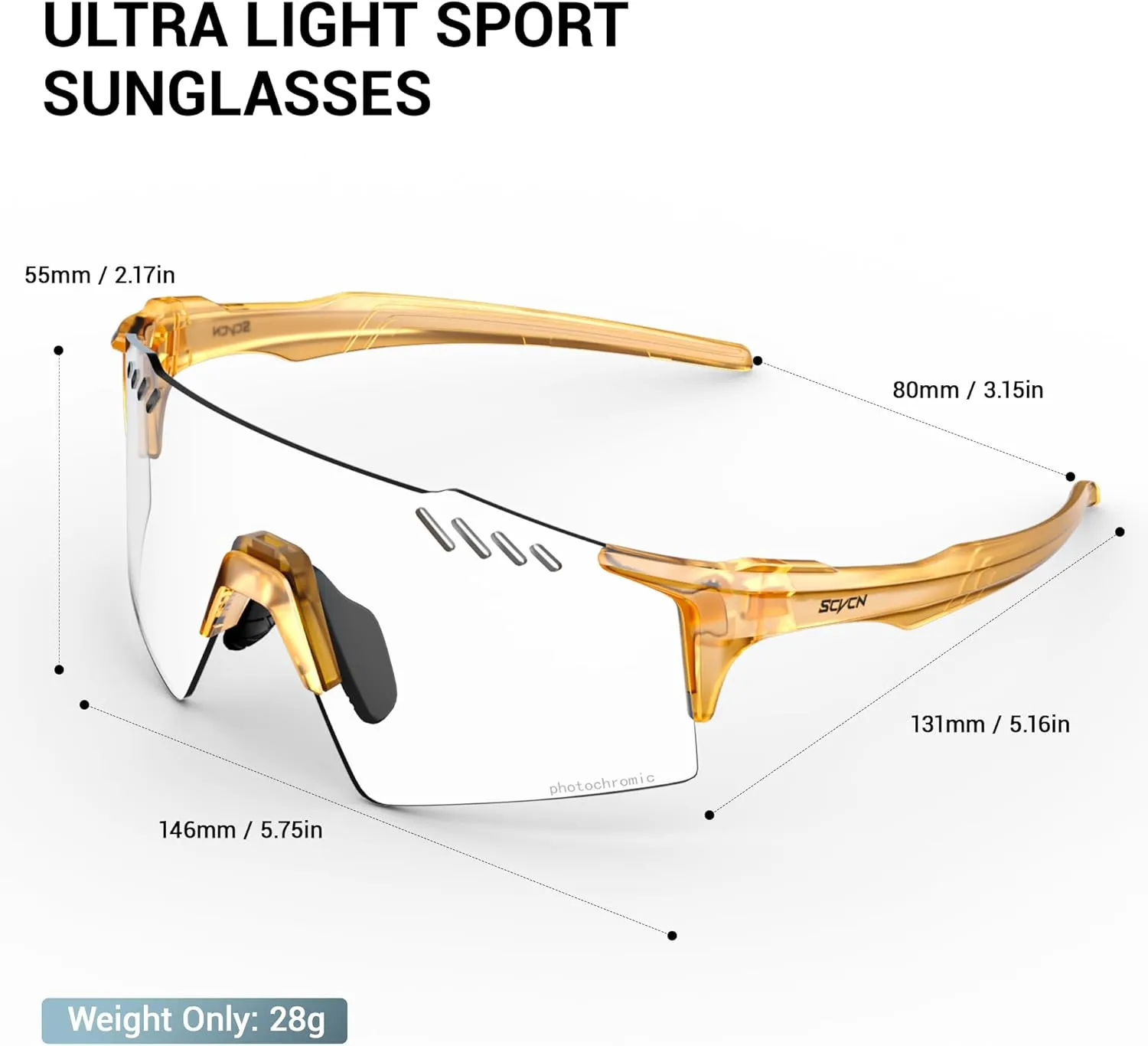 Photochromic Cycling Glasses UV400 Protection for Women Men Cycling Glasses TR90 Frame MTB Running Bike DZ-S9A2