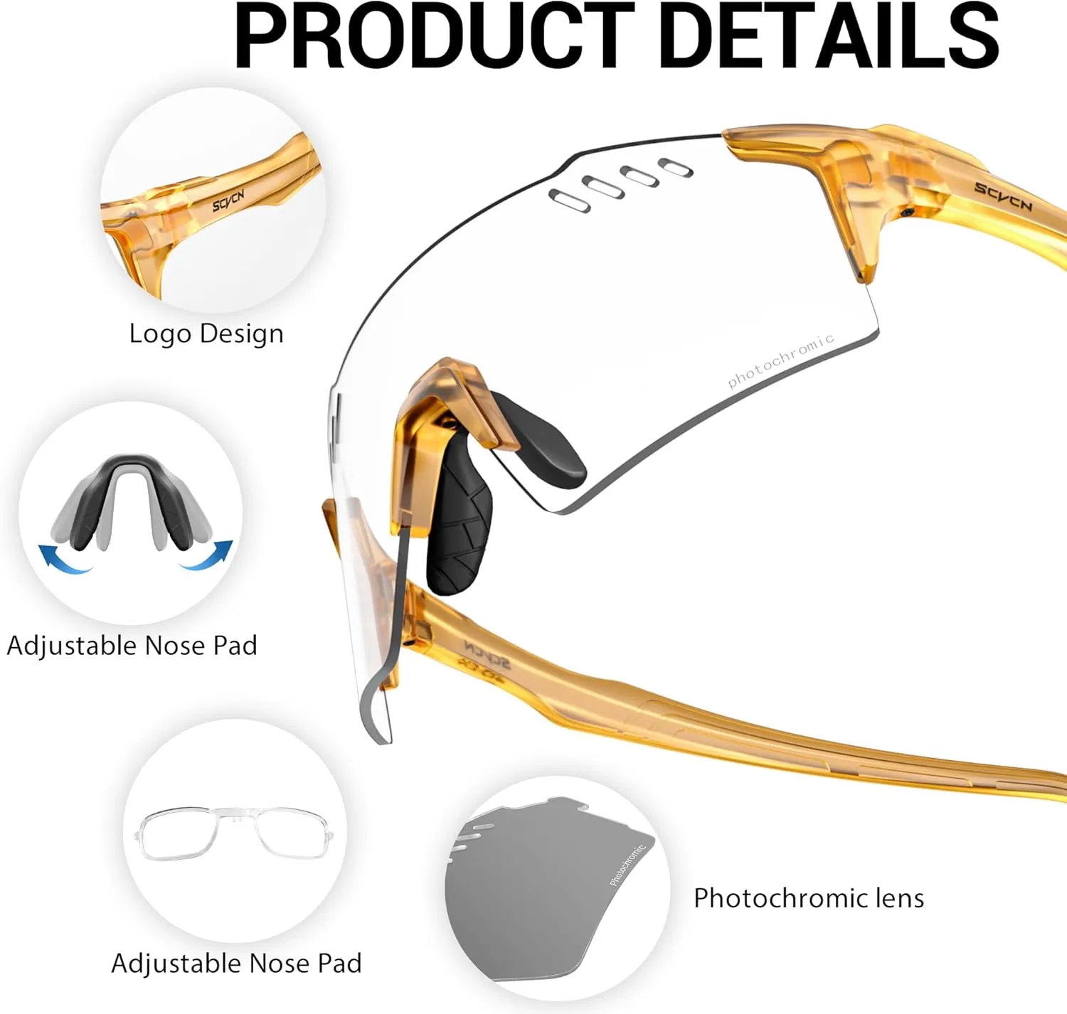 Photochromic Cycling Glasses UV400 Protection for Women Men Cycling Glasses TR90 Frame MTB Running Bike DZ-S9A2