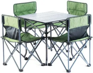 Picnic Table Lightweight Outdoor Camp Portable Folding Table airs Set W/Carrying Bag 4 airs 1 Table Compact Size for Camping Portable Tables,Green (Green)