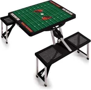 PICNIC TIME NCAA Oregon State Beavers Football Field Folding Picnic Table - Camping Table - Outdoor Table with Umbrella Hole, (Black)
