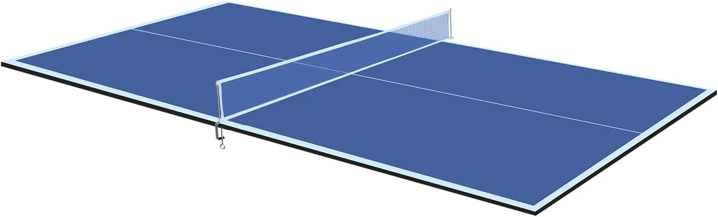 Ping Pong Conversion Top, 8 FT / 9 FT Foldable Table Tennis Topper for Pool & Billiard Tables, 12MM MDF, Compact Storage, Net & Posts Included, Easy Setup, Indoor Use
