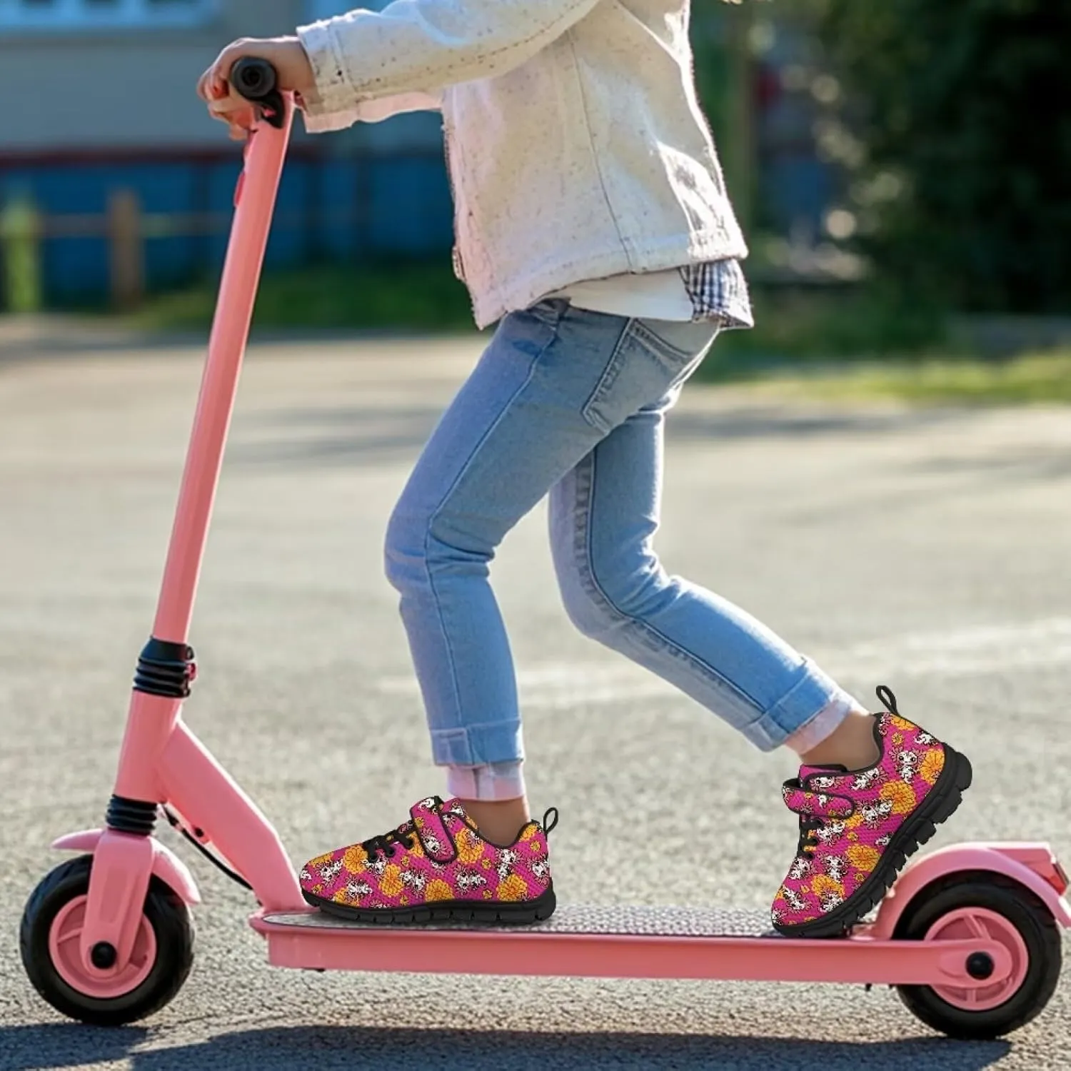 Pink Sneakers for Girls Athletic Sport Lace-Up Kids Tennis Shoes