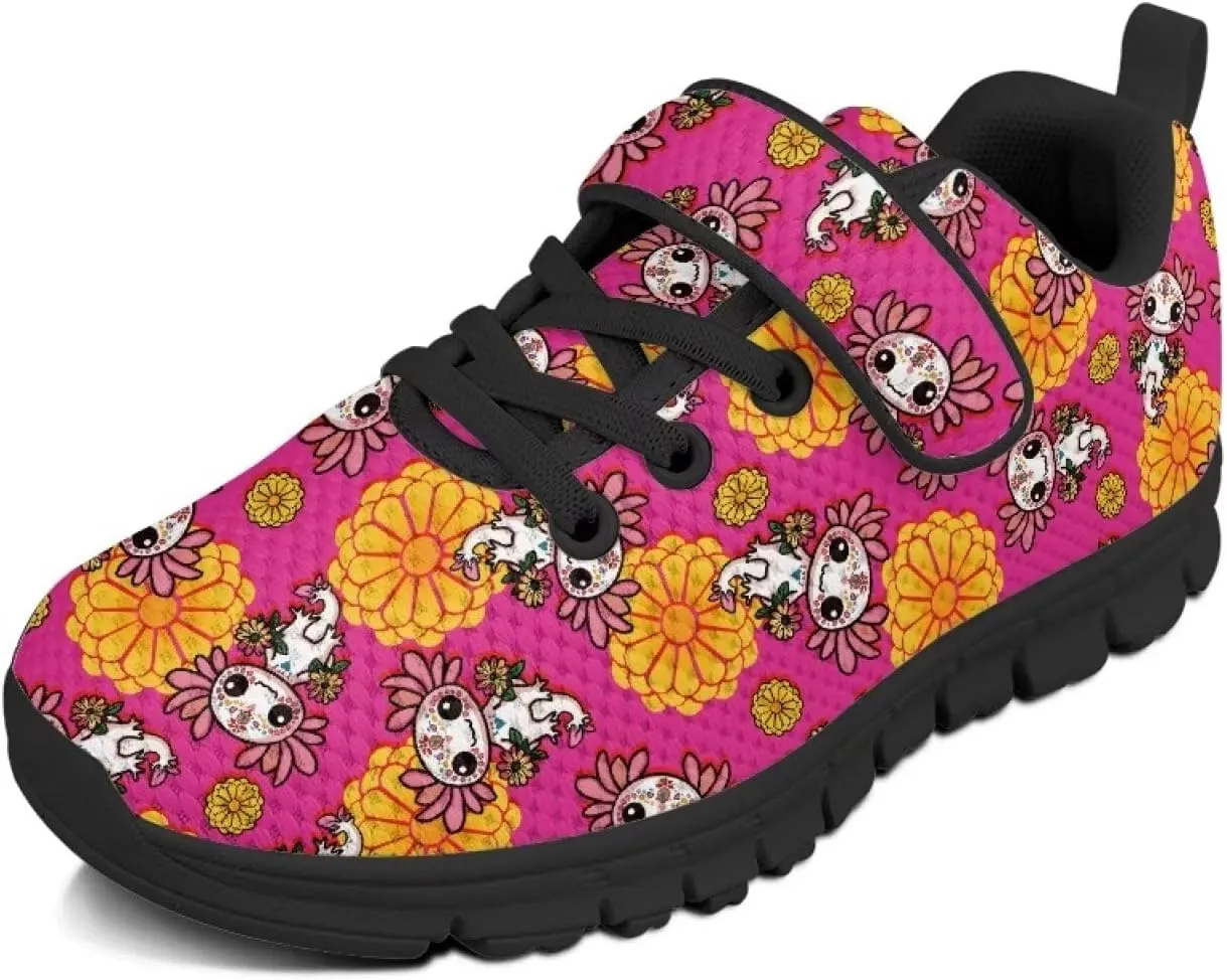 Pink Sneakers for Girls Athletic Sport Lace-Up Kids Tennis Shoes