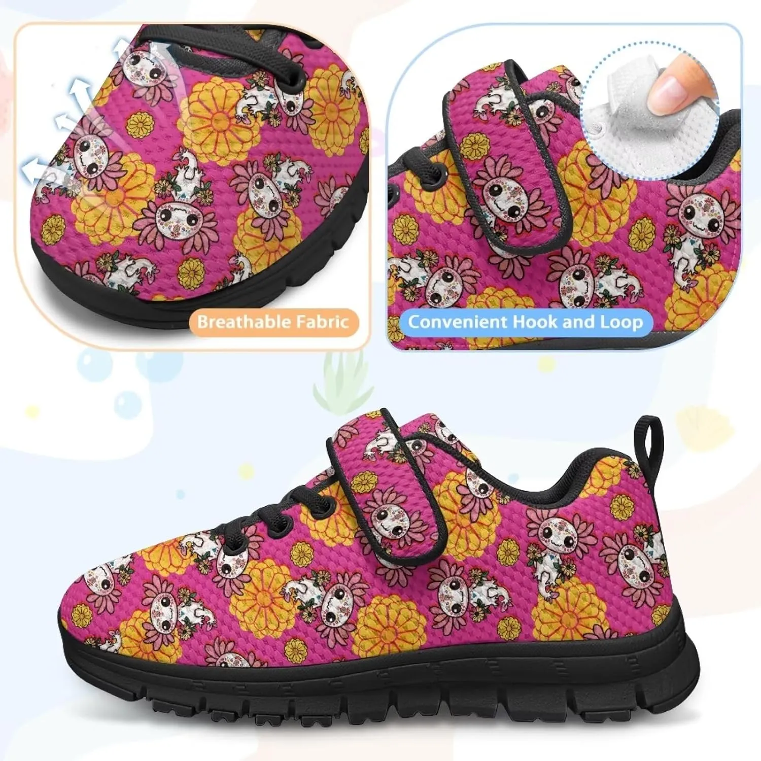 Pink Sneakers for Girls Athletic Sport Lace-Up Kids Tennis Shoes