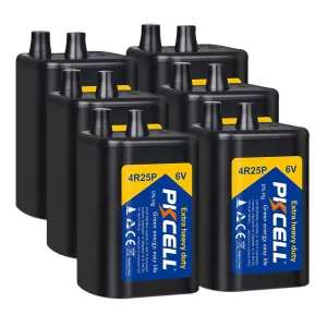 PKCELL 6 Volt Lantern Battery, 6V 4R25 Flashlight Battery with Spring Terminals, Heavy Duty Square Batteries with Long-Lasting Power for Lantern, Emergency Light, Deer Game Feeder, Fencing, 6 Count
