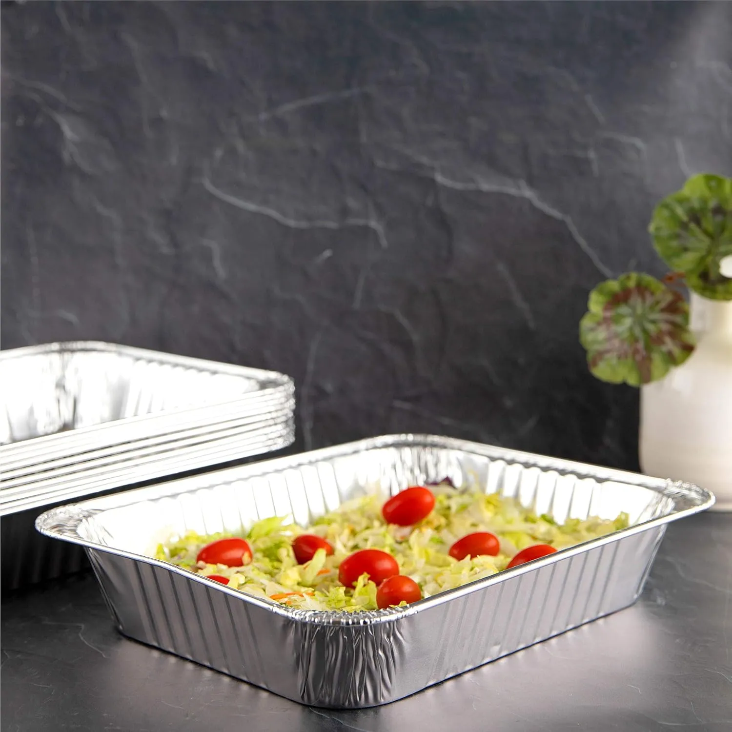 PLASTICPRO Disposable 9 x 13 Aluminum Foil Pans Half Size Deep Steam Table Bakeware - Cookware Perfect for Baking Cakes, Bread, Meatloaf, Lasagna (100)