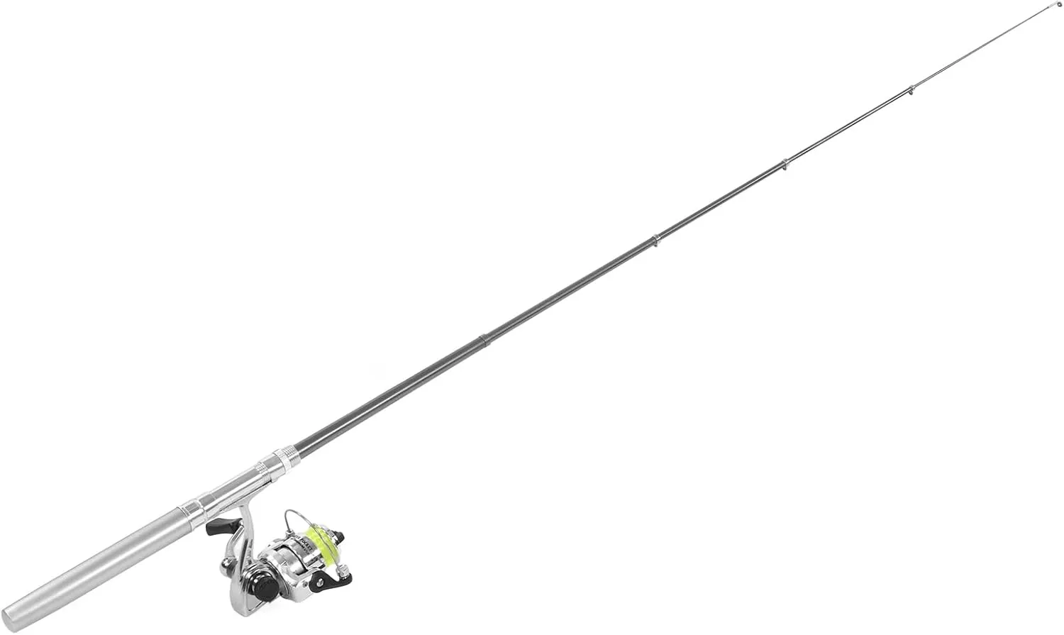 Pocket Fishing Rod and Reel Combo - Mini Pen Pole, Retractable Ultra Light for Sea, Rock, and River Fishing