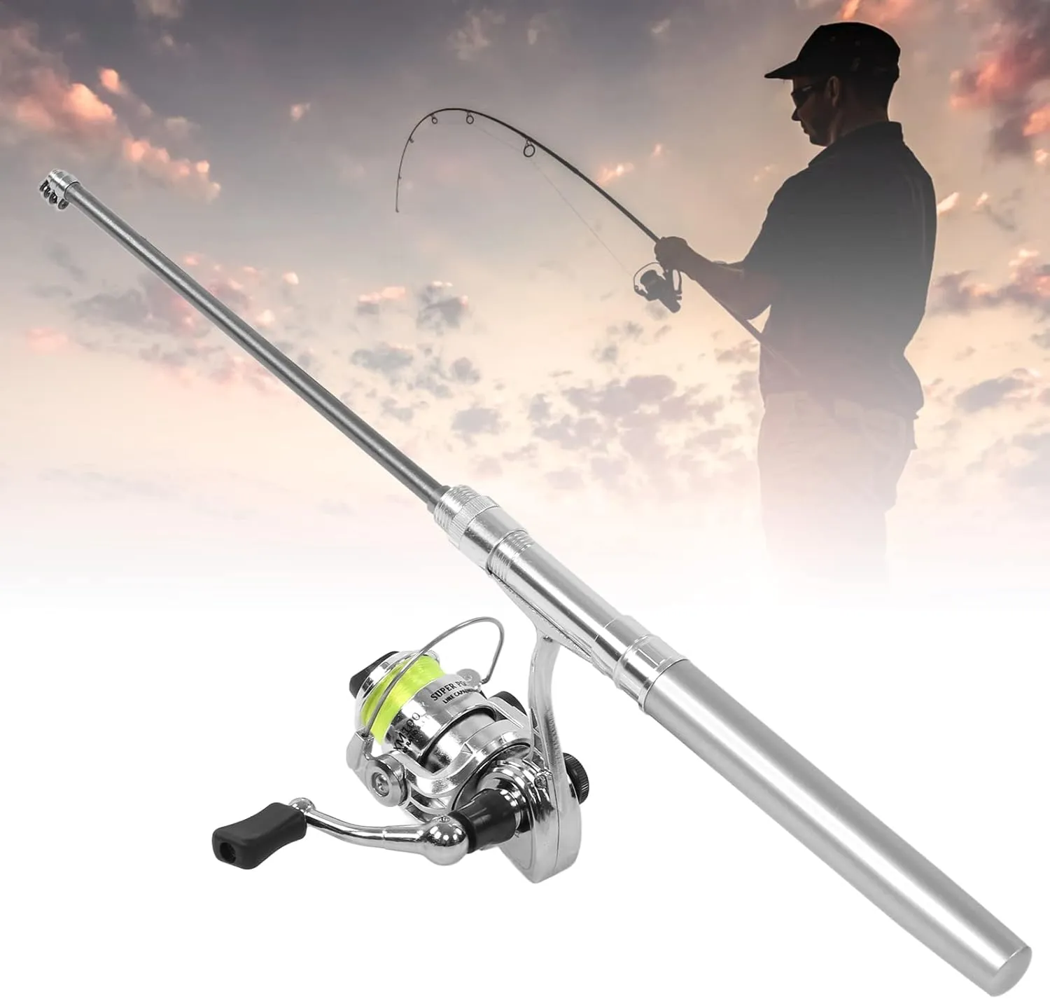 Pocket Fishing Rod and Reel Combo - Mini Pen Pole, Retractable Ultra Light for Sea, Rock, and River Fishing