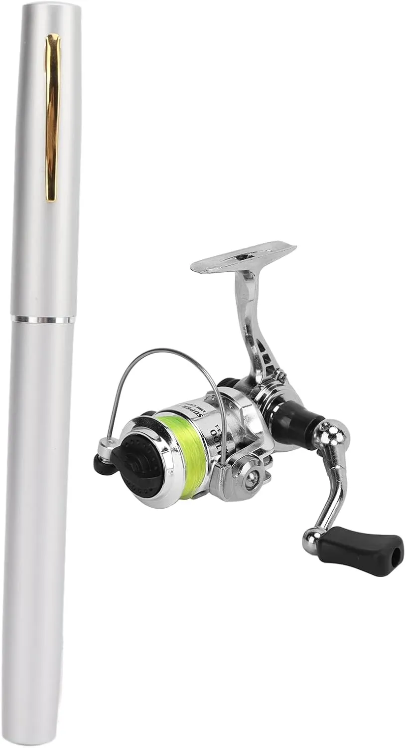 Pocket Fishing Rod and Reel Combo - Mini Pen Pole, Retractable Ultra Light for Sea, Rock, and River Fishing