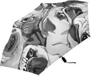 Poeticcity Folding Umbrella, Anti-UV 3 Folds Lightweight Parasol, Compact Windproof Strong Umbrellas for Car Travel Sun & Rain