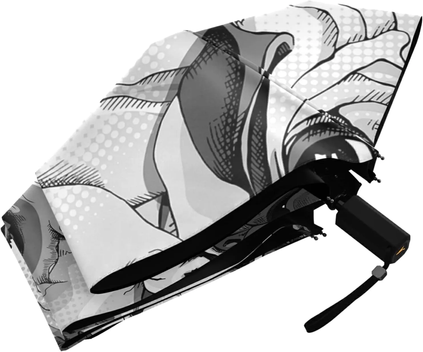 Poeticcity Folding Umbrella, Anti-UV 3 Folds Lightweight Parasol, Compact Windproof Strong Umbrellas for Car Travel Sun & Rain