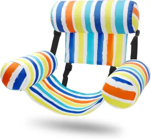 Pool Chair Float Adult Inflatable Floating Chair Fabric Covered Water Float Seats Adjustable Pool Hammock Blow up Swimming Noodle Lounge for Party Play Summer Water Fun(Yellow,Blue)