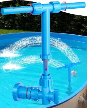 Pool Fountain, 2-in-1 Water Fountains with 360° Adjustable Dual Spray Retractable Height High-Pressure Waterfall Sprinkler for Above Ground/Inground Pool Accessories, Swimming Pool Spa Cooling, Blue