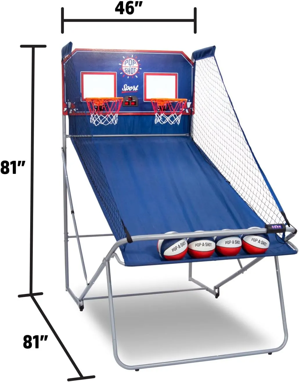 Pop-A-Shot - Dual Shot Sport | Arcade Basketball Game for Home | Paddle Scoring Hoop, 10 Game Modes, 4 Balls | Foldable for Easy Storage | Fun for All Players