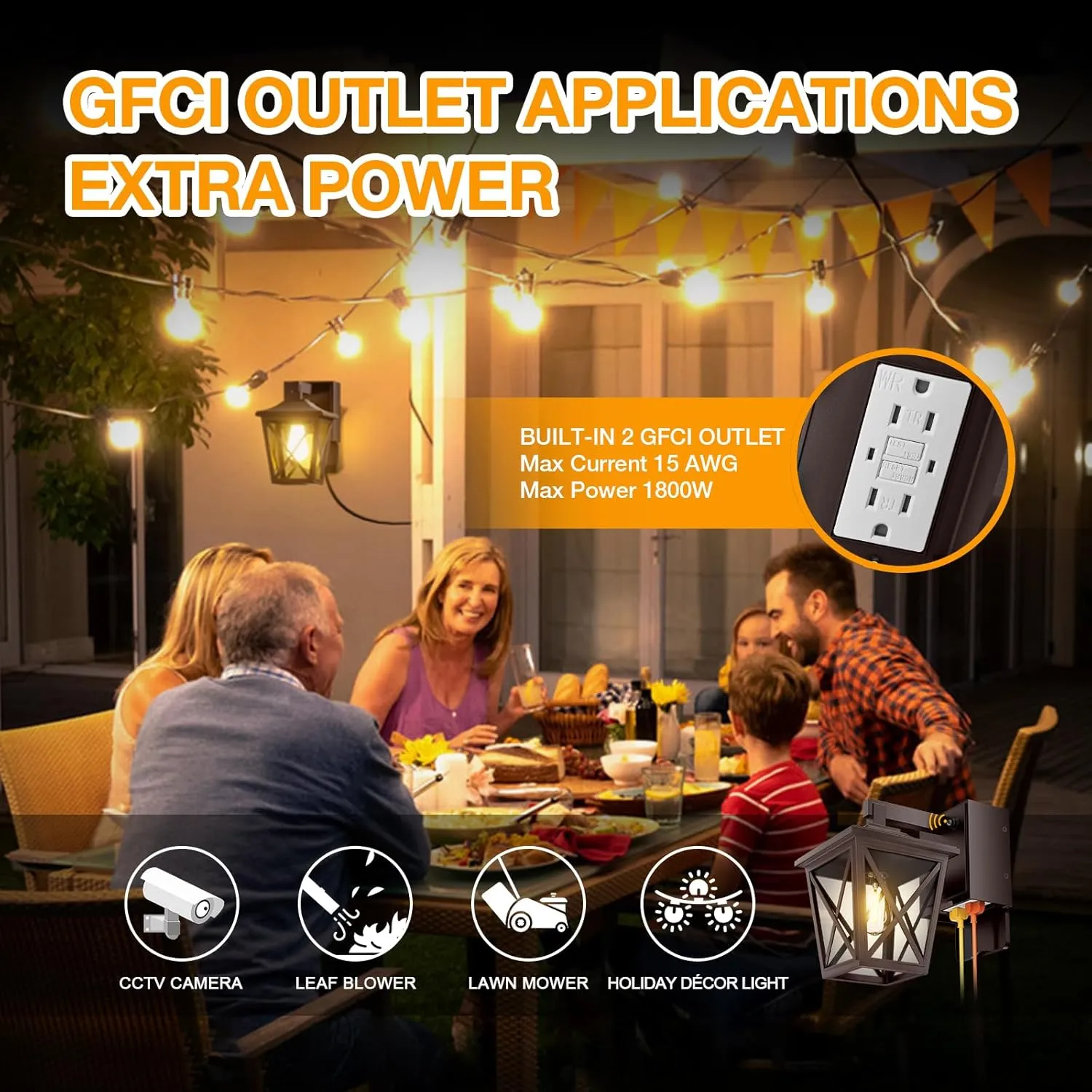 Porch Lights with Dusk to Dawn Sensor, Waterproof Anti-Rust Lantern with GFCI Outlet, Wall Sconce Light for Front Door (Brown 1 PC)