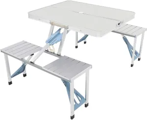 Portable All-in-One Folding Table & Stool - Lightweight Aluminum Camping Set for Picnics & Outdoor Trips