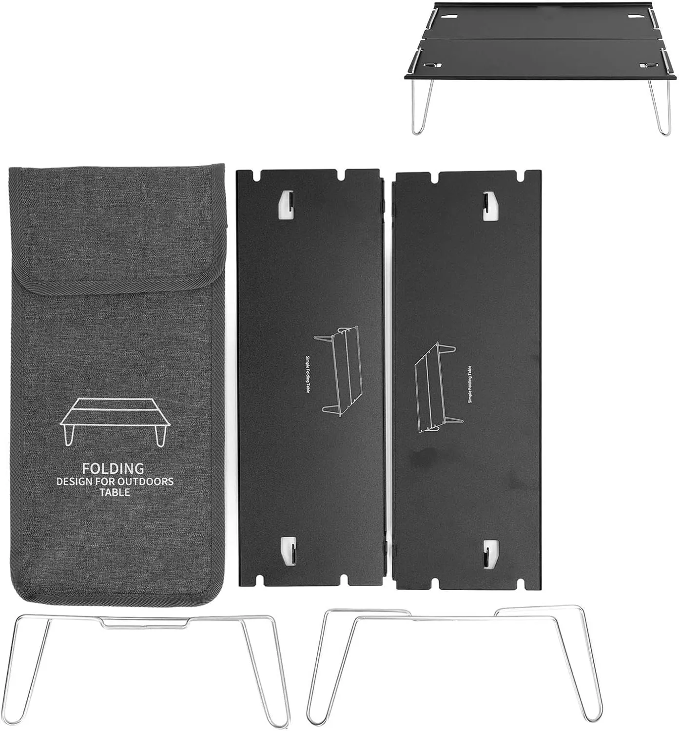 Portable Aluminum Alloy Folding Camping Table & Sturdy, Easy to Fold, Ideal for Outdoor Activities, with Storage Bag, for Backpacking & Picnics