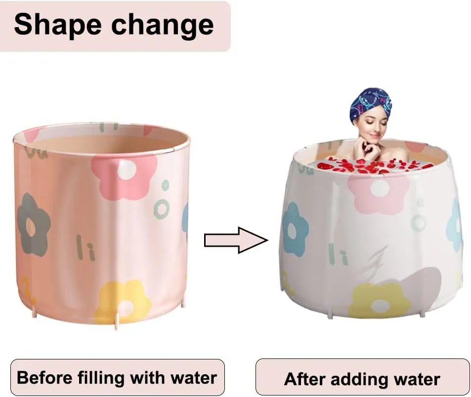 Portable Bathtub for Adults Foldable PVC SPA Soaking Standing Bath Tub for Shower Stall, Non-Inflatable Hot Ice Bath Tub with Thickened Thermal Foam to Keep Temperature