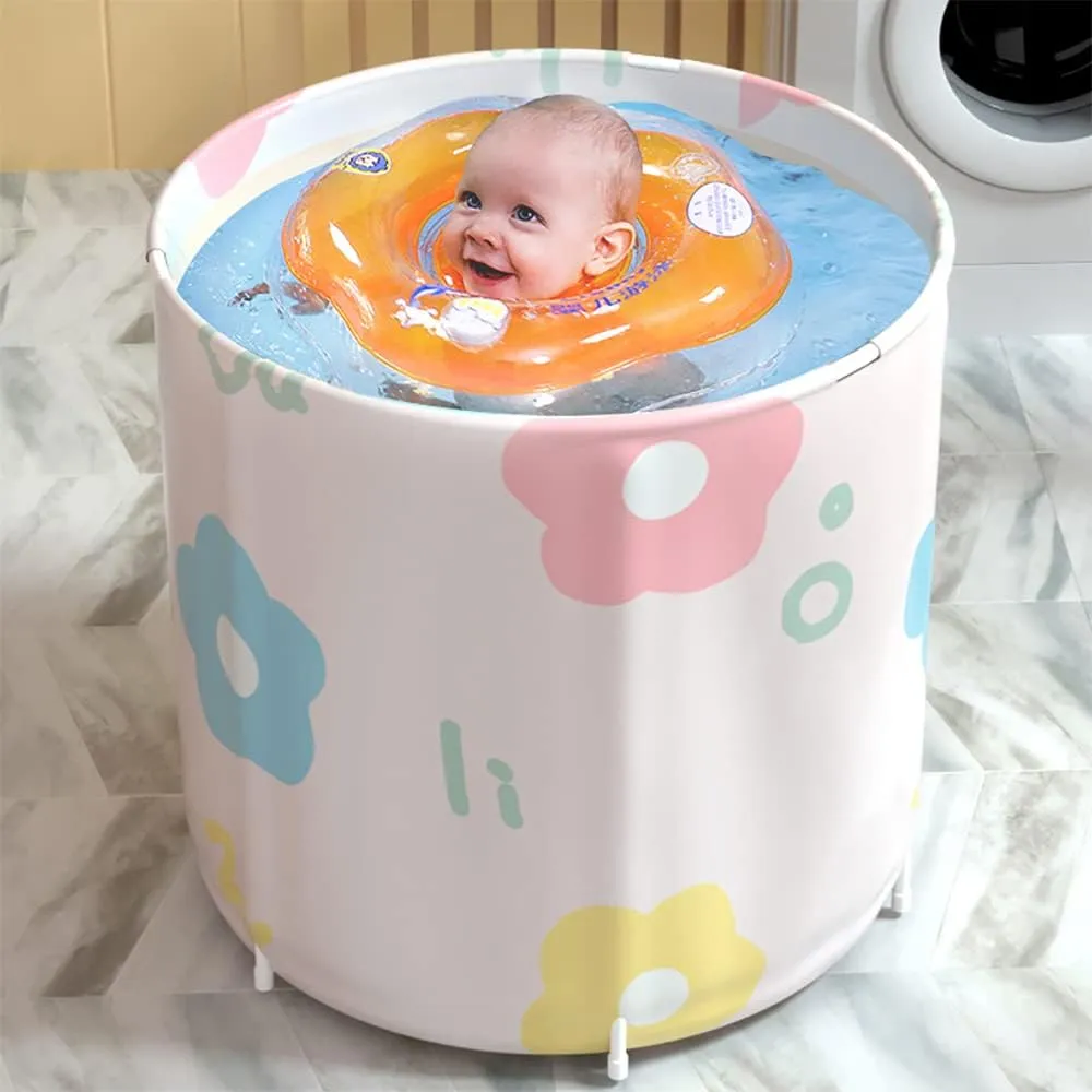 Portable Bathtub for Adults Foldable PVC SPA Soaking Standing Bath Tub for Shower Stall, Non-Inflatable Hot Ice Bath Tub with Thickened Thermal Foam to Keep Temperature