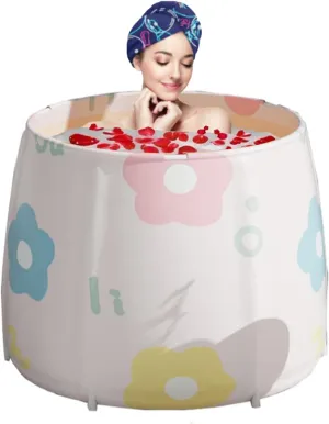 Portable Bathtub for Adults Foldable PVC SPA Soaking Standing Bath Tub for Shower Stall, Non-Inflatable Hot Ice Bath Tub with Thickened Thermal Foam to Keep Temperature