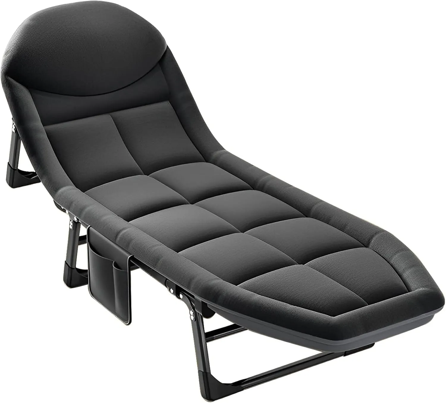 Portable Folding Camping Cot Bed, Adjustable Lounge Chair Outdoor Reclining Chaise, 78"x24" Sleeping Cot Chair for Travel and Office (Color : Dark Gray)