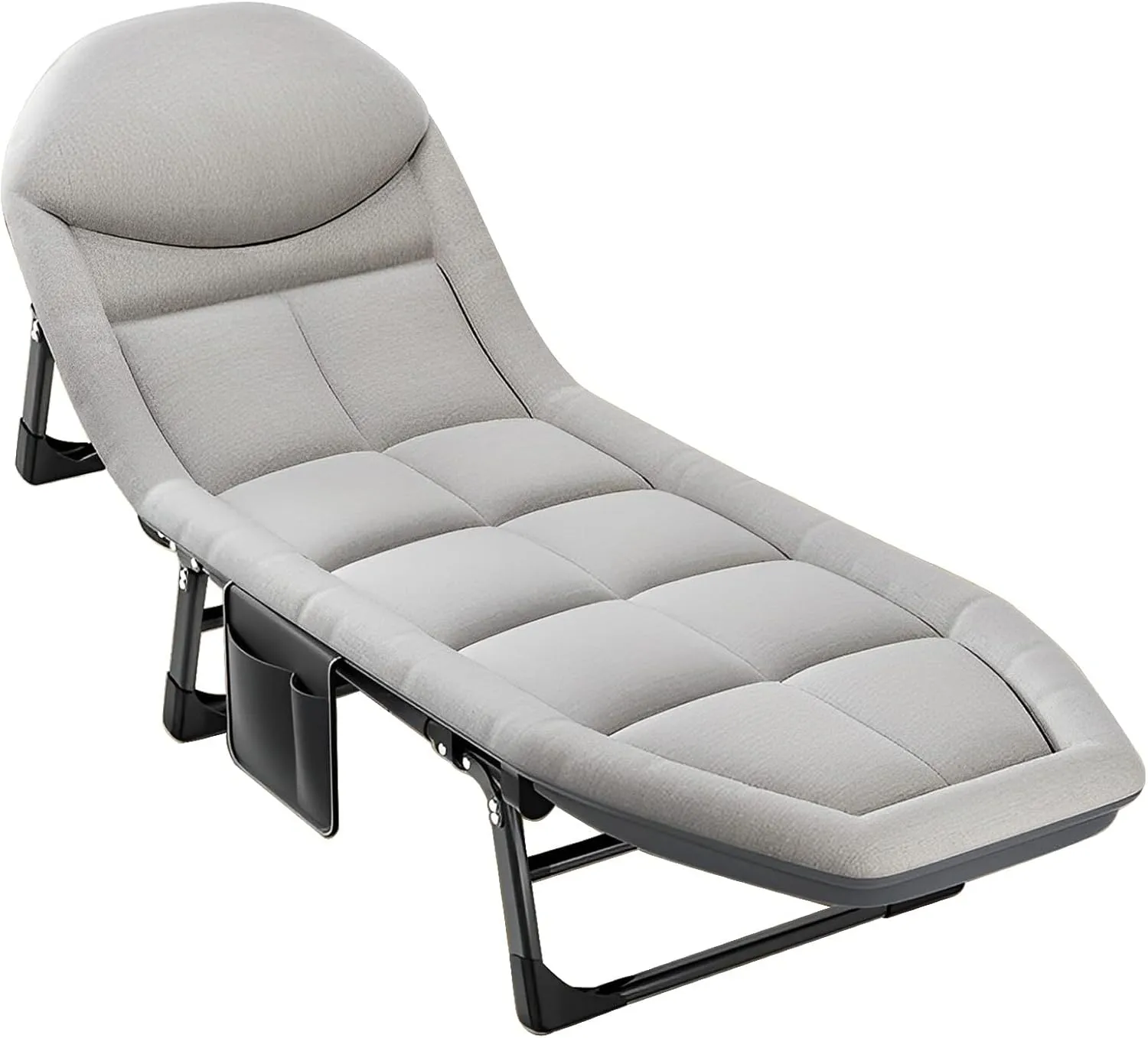 Portable Folding Camping Cot Bed, Adjustable Lounge Chair Outdoor Reclining Chaise, 78"x24" Sleeping Cot Chair for Travel and Office (Color : Light Gray)