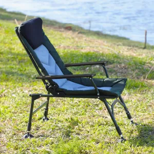 Portable Folding Reclining Camping Chair – Adjustable Backrest for Indoor & Outdoor Use, Beach, Hiking, Fishing – Lightweight & Durable (Green   Black   Grey) (1 Doors)