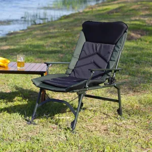 Portable Folding Reclining Camping Chair – Adjustable Backrest for Indoor & Outdoor Use – Lightweight for Beach, Hiking, Fishing – Green & Black (1-Pack) (1 Doors)