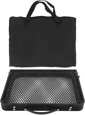 Portable Folding Table for Camping, Outdoor Metal Mesh Table, Adjustable Aluminum Legs, Bears 30kg, with Storage Bag, Black, for Picnics, Hiking, Fishing, RVs