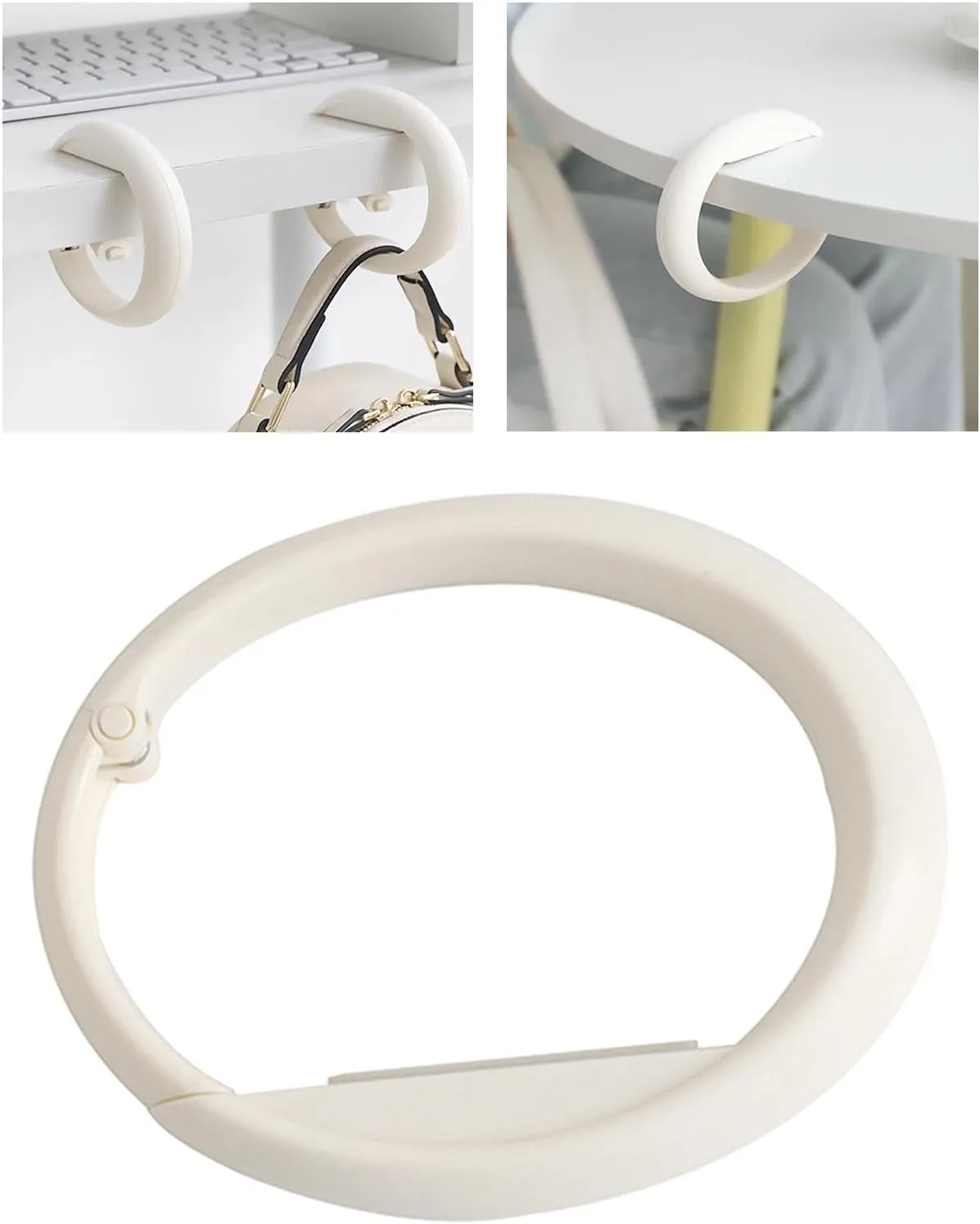 Portable Handbag Hanger | 6 Pack Table Purse Hook | Foldable PP & Silicone Space Saver