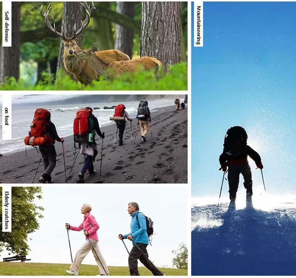 Portable Outdoor Telescopic Walking Stick – Ultralight Aluminum Hiking Trekking Poles with Cork & EVA Grip, Anti-Shock, Tungsten Carbide Tips, Adjustable 62-135cm, SLS Lock System
