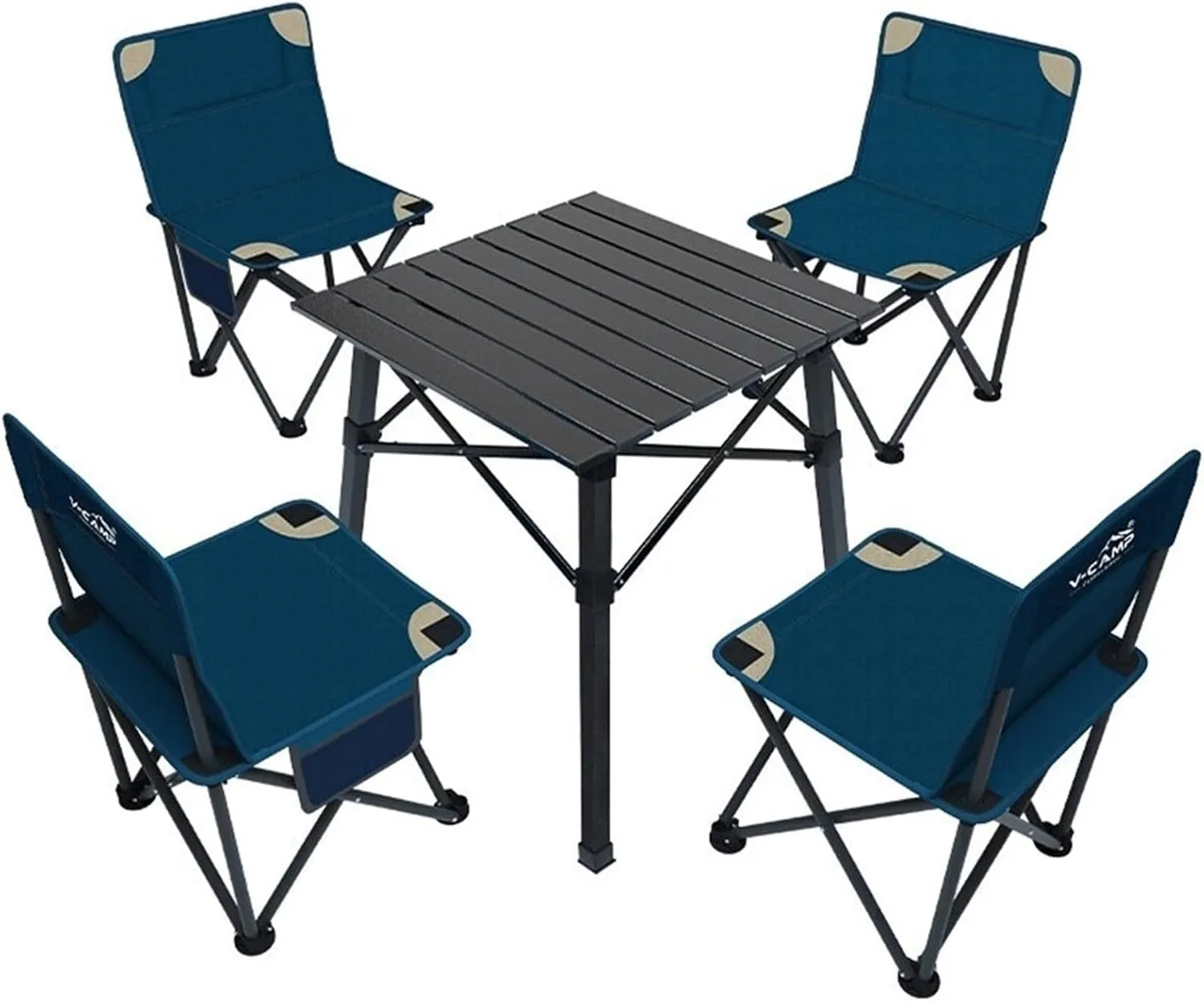Portable Picnic Table, Folding Roll Up Camping Travel Table Fishing Chair 5PCS Set, for Camp, Garden