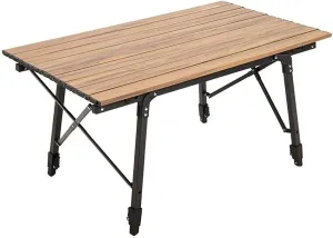Portable Picnic Table, Folding Roll Up Camping Travel Table, Retractable Wood Grain Aluminum Alloy Table