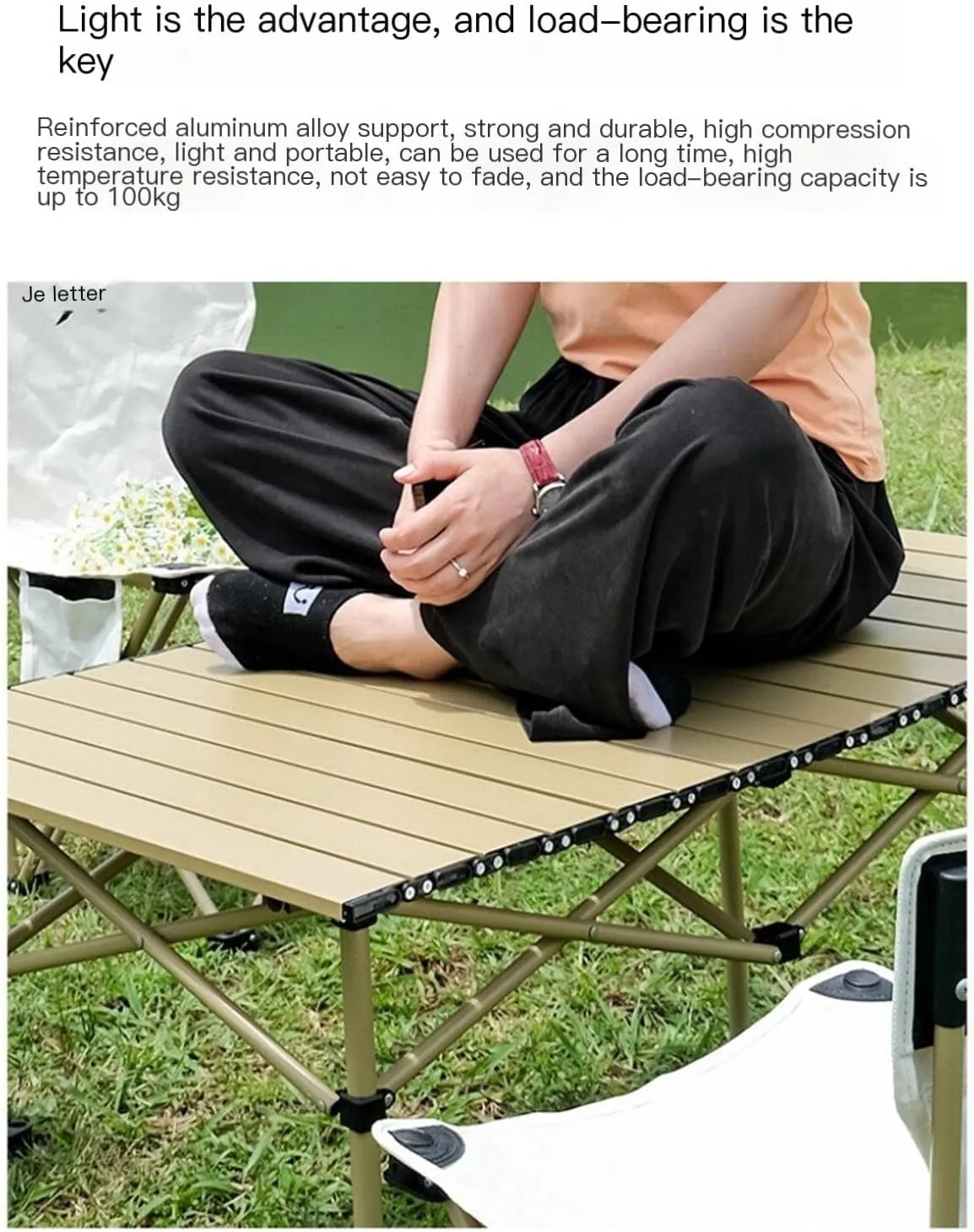 Portable Picnic Table Set Egg Roll Table, Folding Roll Up Camping Travel Table, for Camp, Trip, Garden (颜色 : Long Table 5PCS Set)