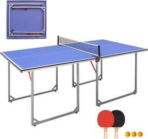 Portable Ping Pong Table Foldable 6FT Midsize Table Tennis Table Set for Indoor Outdoor Games Quick Assembly