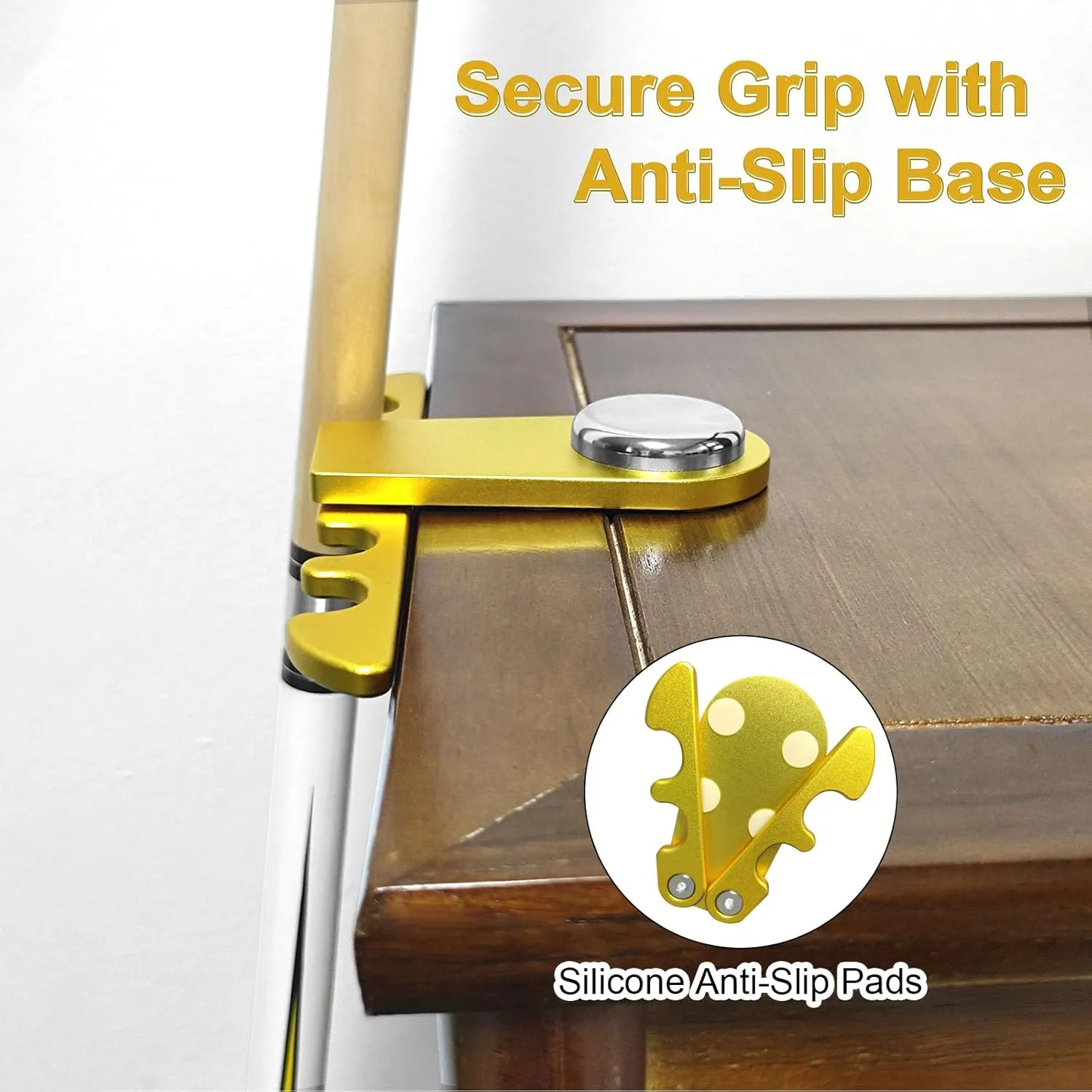 Portable Pool Stick Holder - 4-Cue Weighted Claw Holder for Billiard Table, Golden