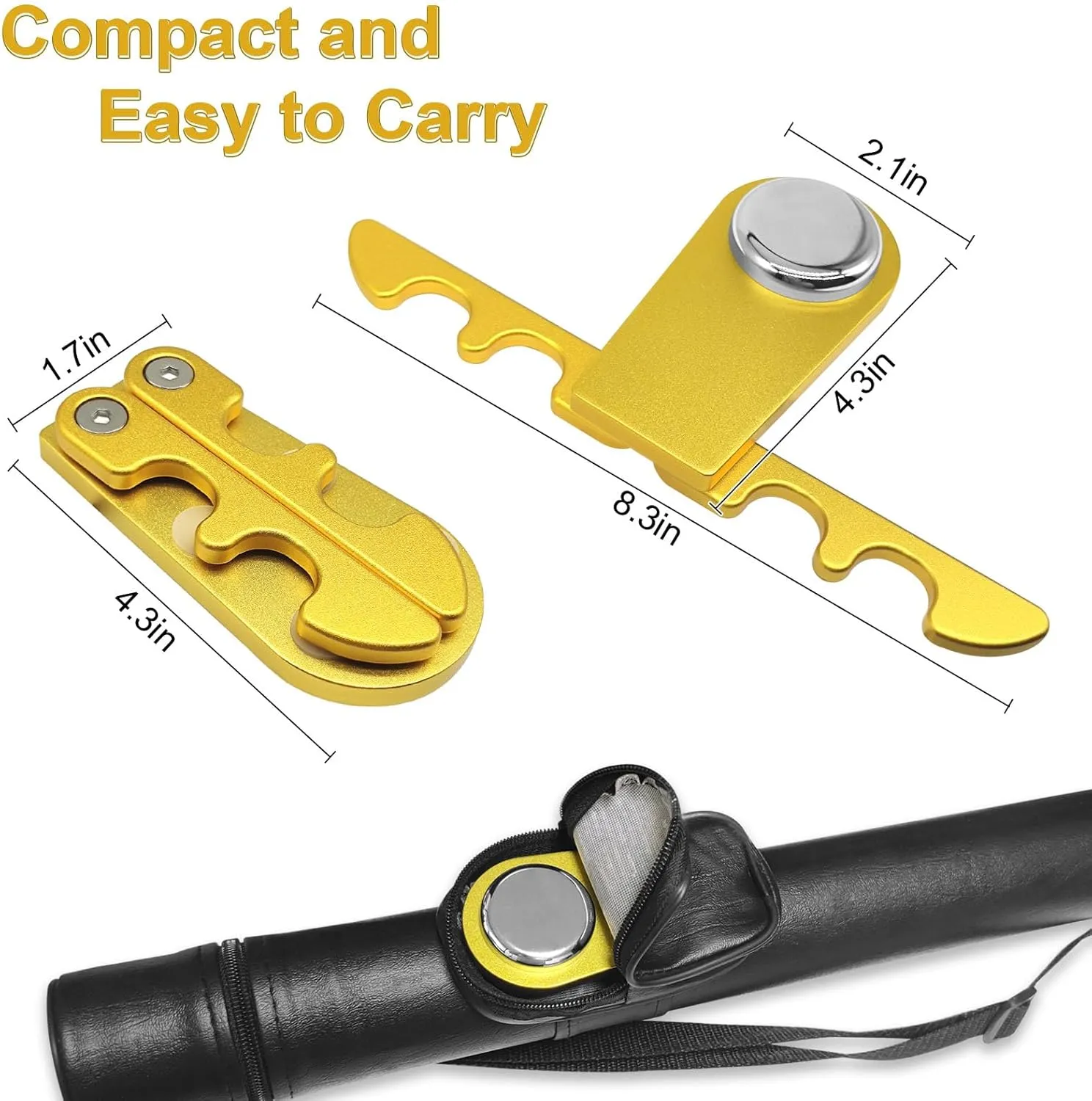 Portable Pool Stick Holder - 4-Cue Weighted Claw Holder for Billiard Table, Golden