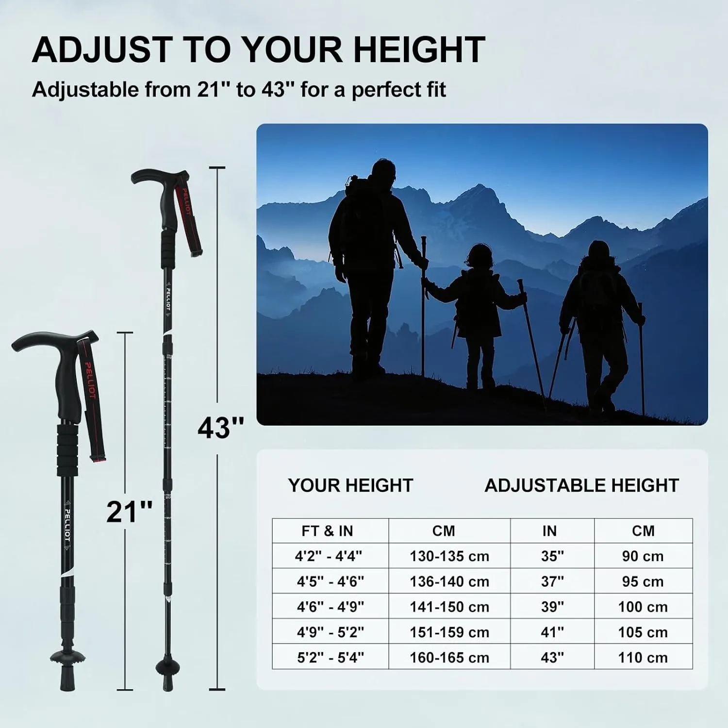 Portable Trekking Pole Aluminum Alloy 4-Section Telescopic Hiking Pole with Secure Lock System & Extended Foam Grips Durable Ultralight Walking Stick for Hiking