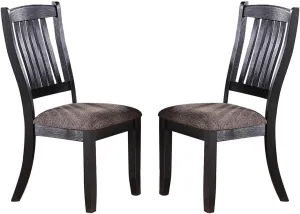 Poundex Fabric Upholstered Side Chairs, (Set of 2), Dark Coffee and Black
