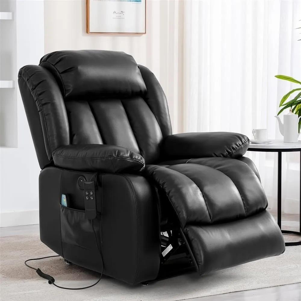 Power Lift Recliner Chair Genuine Leather Adjustable with Massage Sofa for Elderly Ergonomic Living Room Chair High Back Reclining