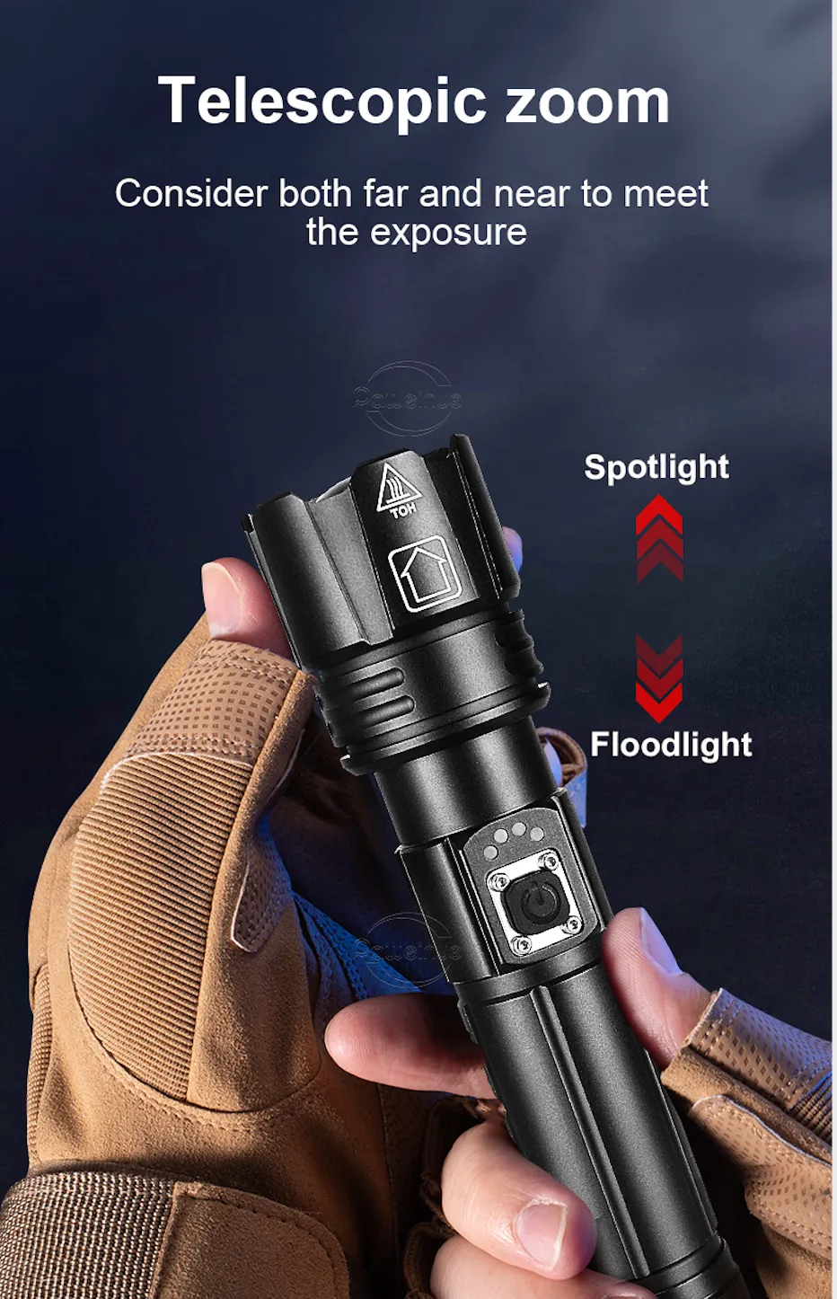 Powerful LED Flashlight 500W Recharageable