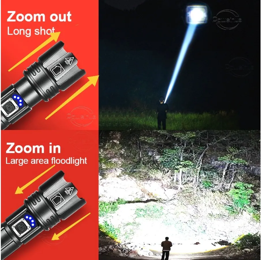 Powerful LED Flashlight 500W Recharageable