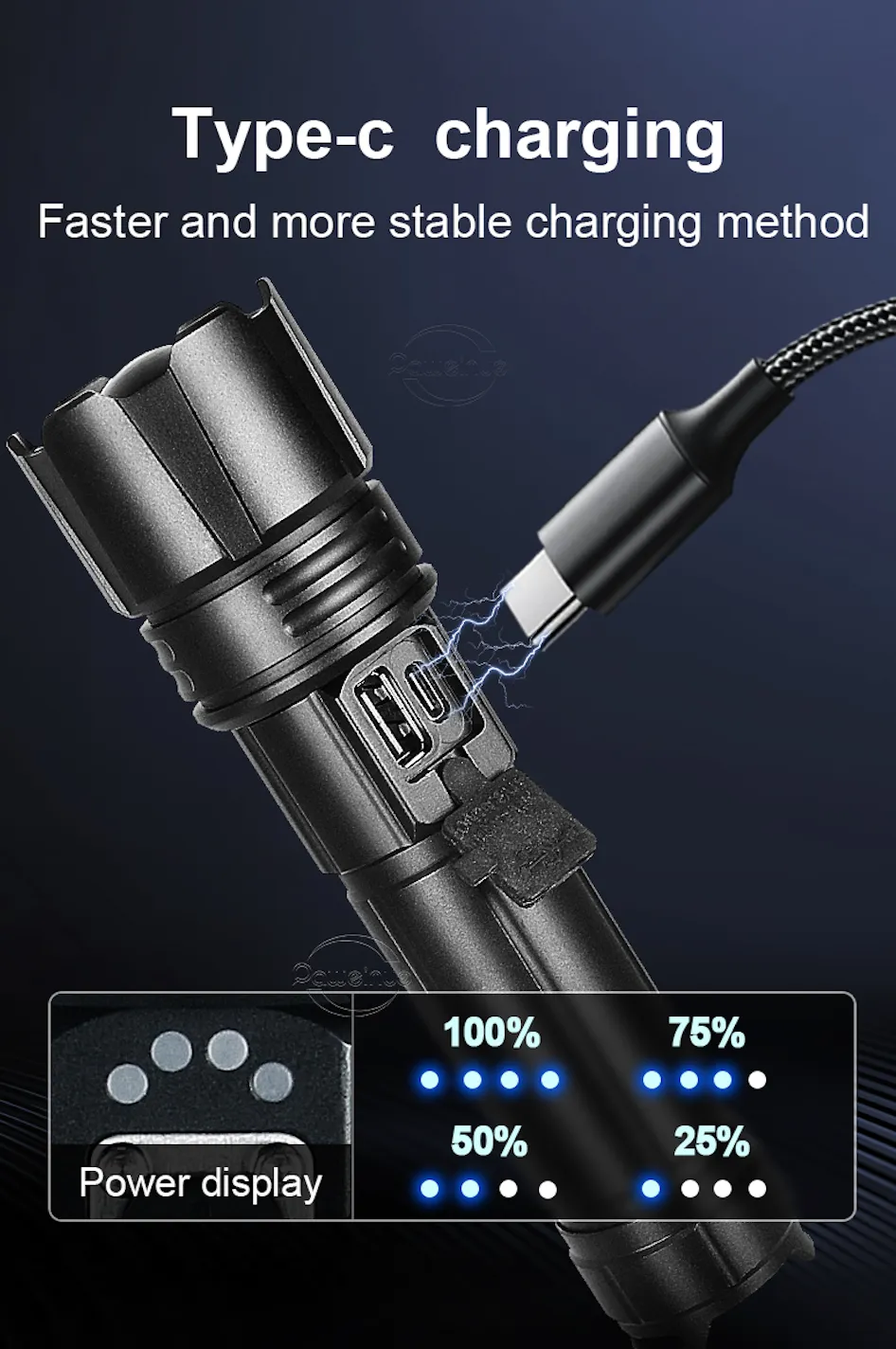 Powerful LED Flashlight 500W Recharageable
