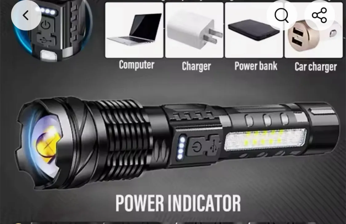 Powerful Tactical Zoom Flashlight Waterproof 18650 Torch LED Light 7 Modes
