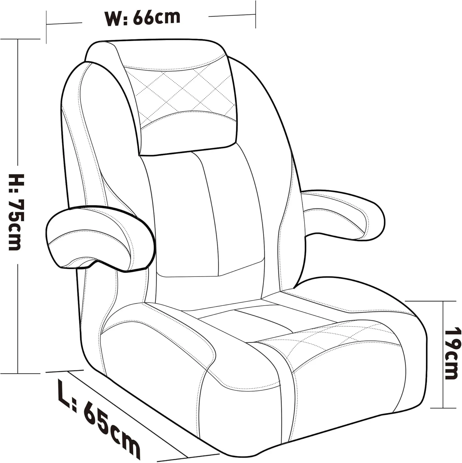 Premium Reclining Pontoon High Back & Low Back Captain's Chair Boat Bucket Seat with Removable Armrest