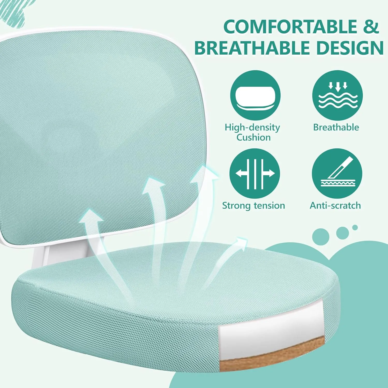 Primy Kids Desk Chair, Pink Study Chair for Boys Girls with Height Adjustable, Swivel Mesh Task Student Chairs for 4-12, Growing Teen Office Chair for Home/School/Office (Light Teal)